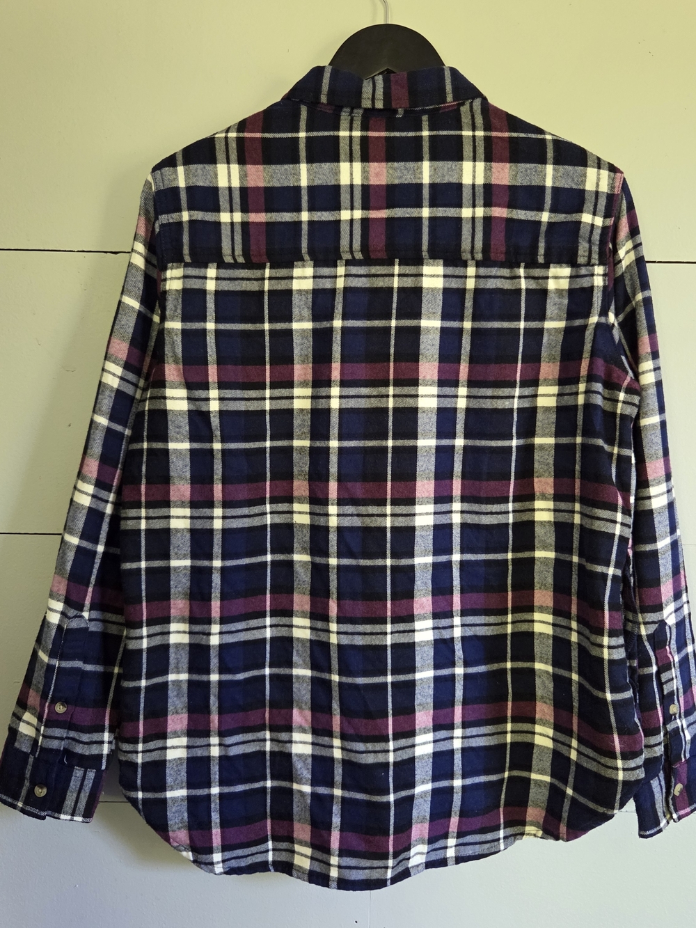 JACH'S Girlfriend New York Plaid Flannel Button-Up Shirt Blue Pink White M - Picture 5 of 8